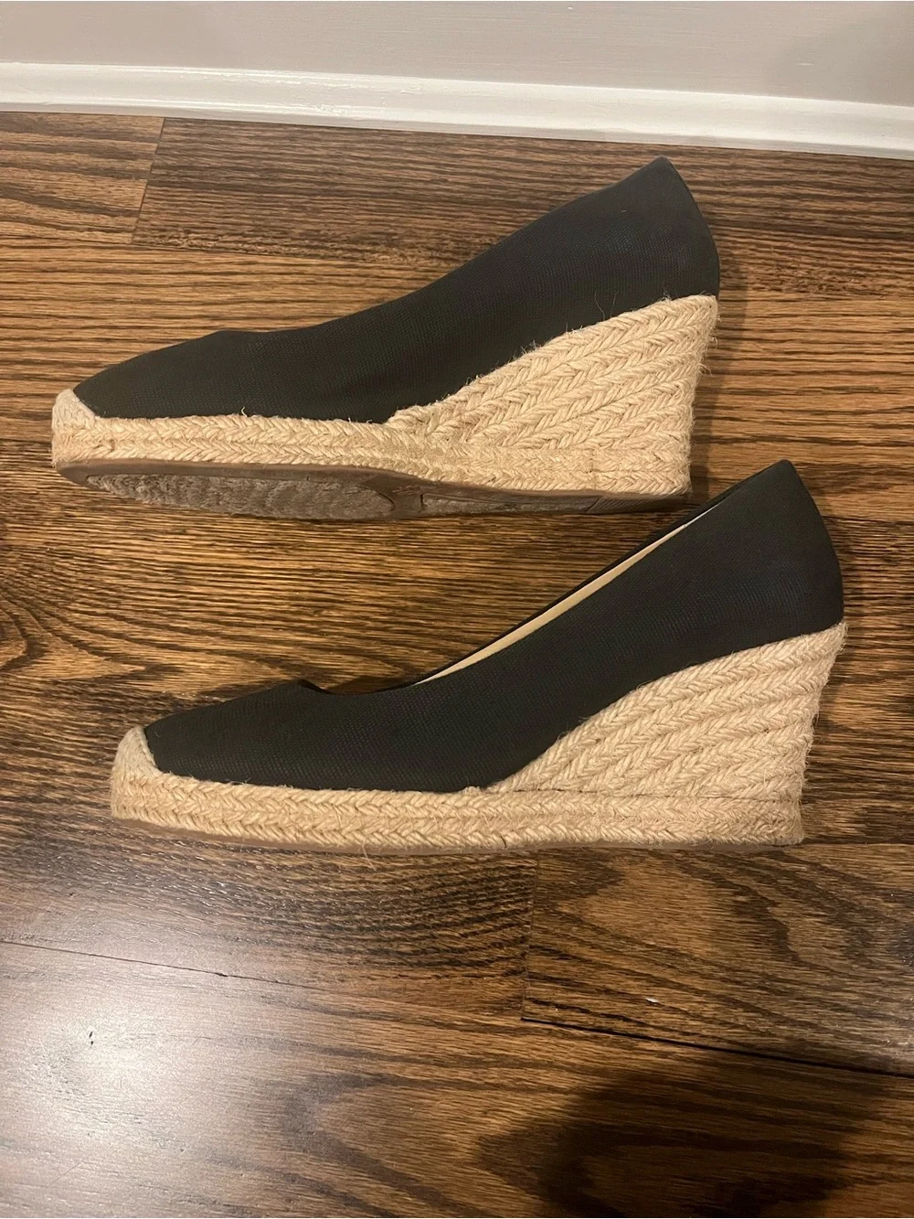 J. Crew Wedge Espadrille in Black Canvas